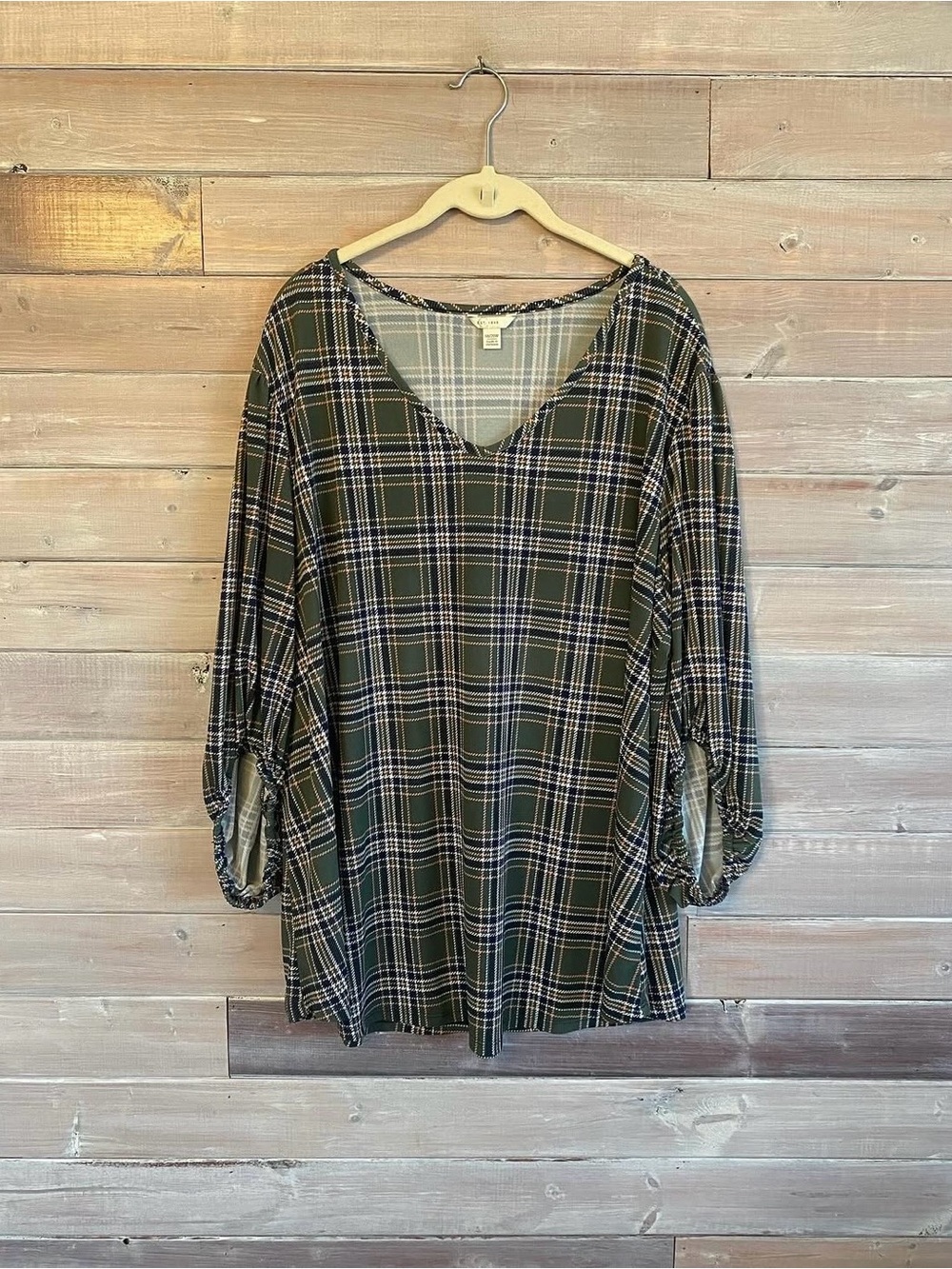 Cato green blue plaid blouse size 18/20w